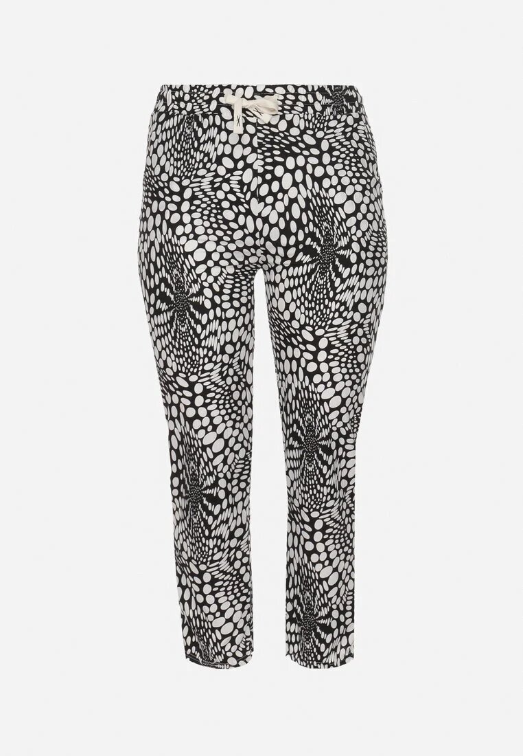 j&x Pantaloni Alb-Negru Regular cu elastic în talie și decolteu abstract Cleava