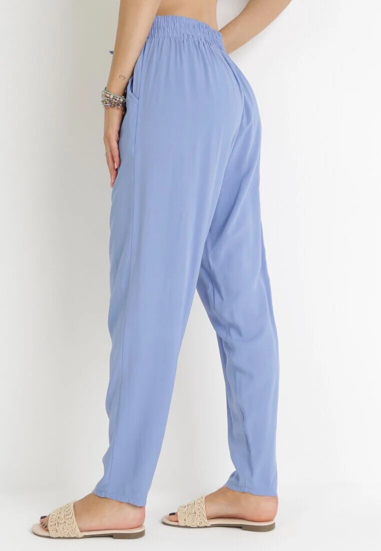 j&x Pantaloni Albaștri cu elastic încrețit în talie și șnur din Viscoză Honori