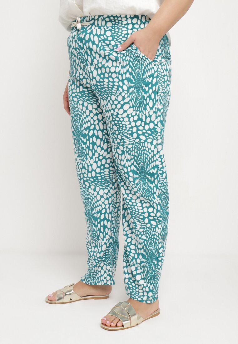 j&x Pantaloni Albaștri Regular cu Elastic în Talie și Decolteu Abstract Cleava
