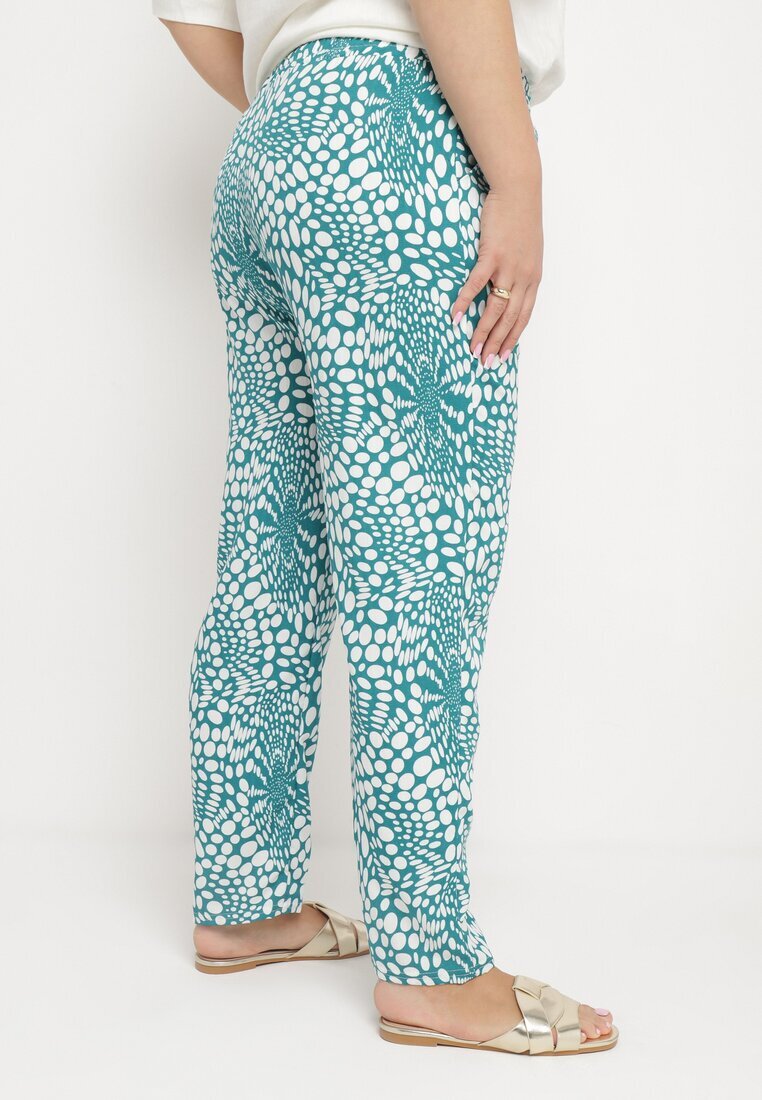 j&x Pantaloni Albaștri Regular cu Elastic în Talie și Decolteu Abstract Cleava