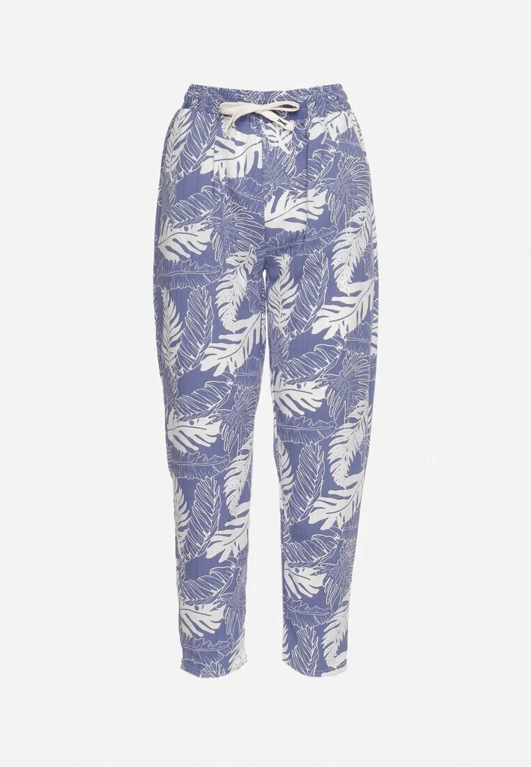 j&x Pantaloni Albastru-Alb cu talie înaltă cu buzunare cu imprimeu floral Givona