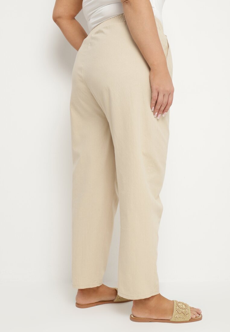 j&x Pantaloni Bej deschis Clasici din bumbac cu elastic în talie Olozi