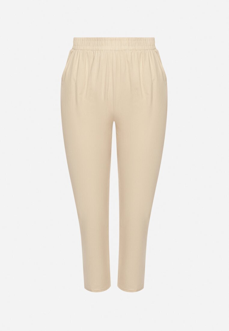 j&x Pantaloni Bej deschis Clasici din bumbac cu elastic în talie Olozi