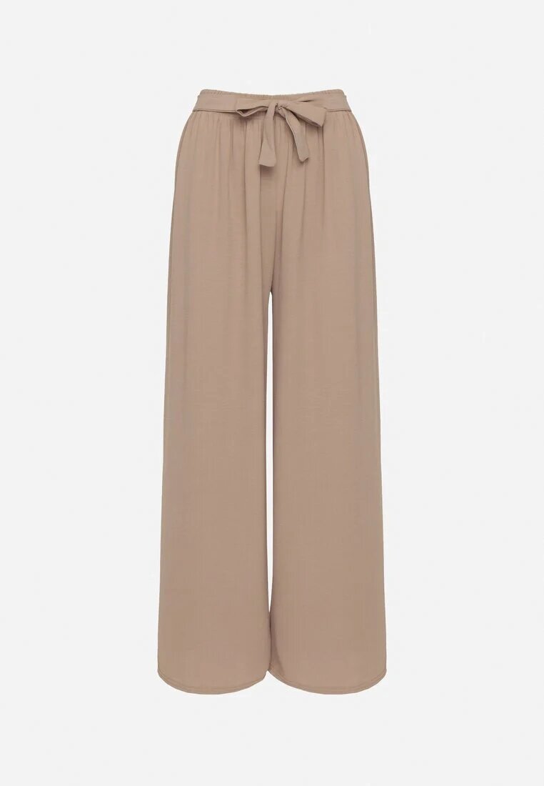 j&x Pantaloni bej închis cu croială largă cu talie înaltă și legătură în talie Reithessa