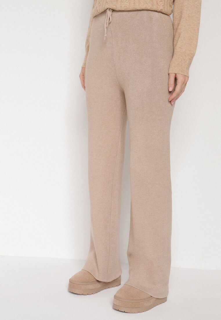 j&x Pantaloni căptușiți tricotați cu croială largă bej Miorea