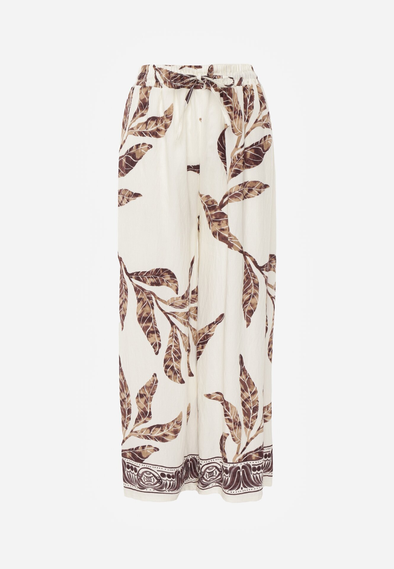 j&x Pantaloni din viscoză largi cu motiv floral Casual Nelinore Maro