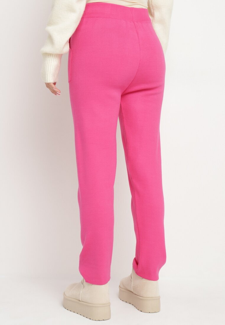 j&x Pantaloni Fuchsia din bumbac cu talie înaltă și șnur în talie Venerithra