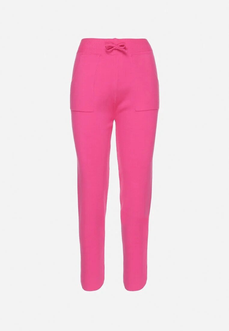 j&x Pantaloni Fuchsia din bumbac cu talie înaltă și șnur în talie Venerithra