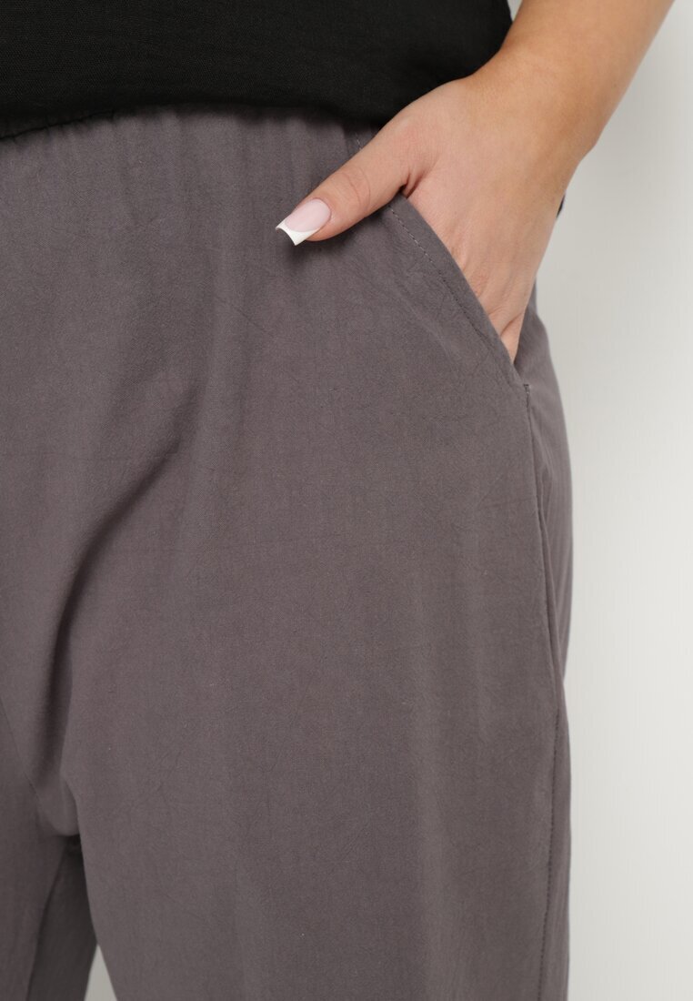 j&x Pantaloni Gri Clasici din Bumbac cu Elastic în Talie Olozi