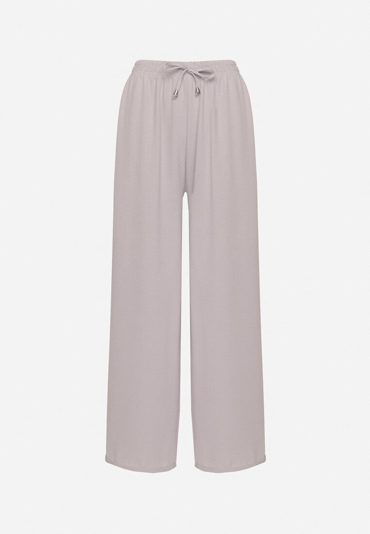 j&x Pantaloni Gri Larghi din Bumbac Decorați cu Legătură Rosadira