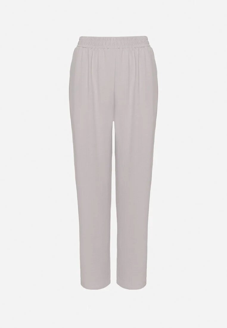 j&x Pantaloni Gri Largi cu Bumbac și Talie Înaltă Neorenna