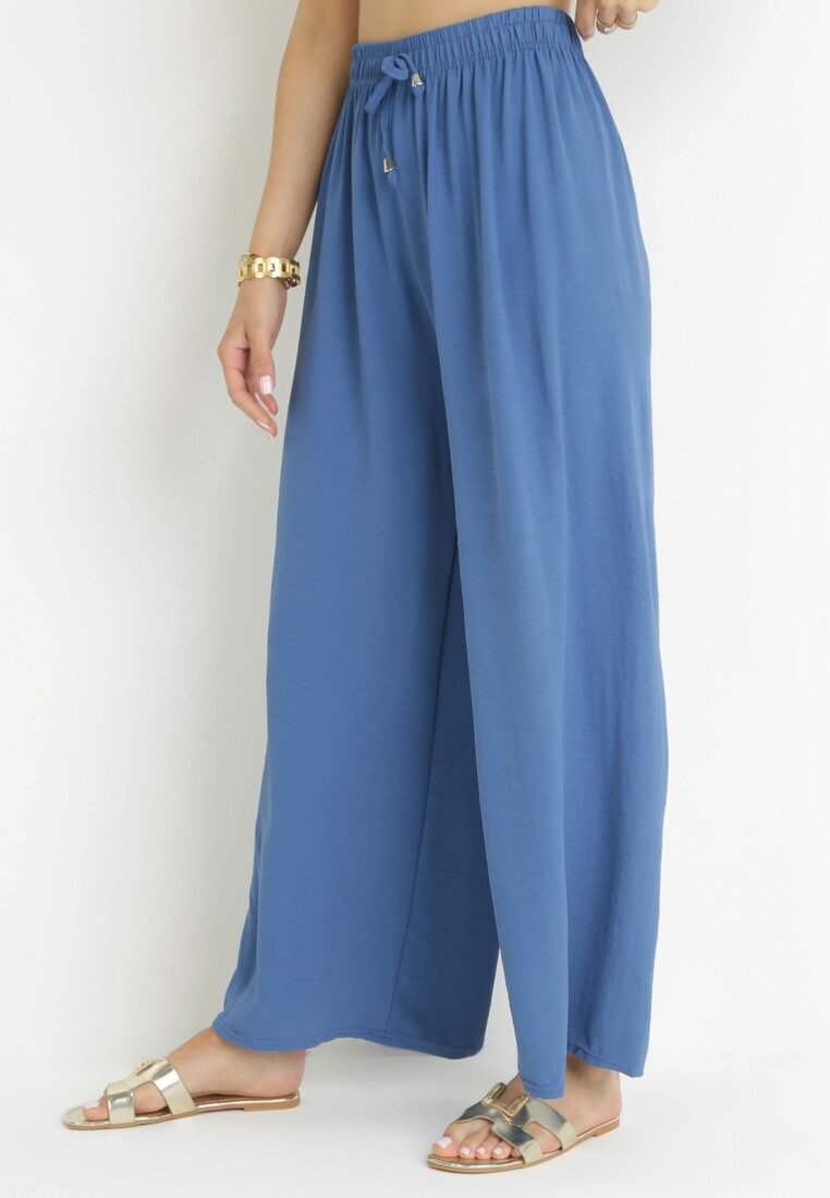 j&x Pantaloni Larghi Albaștri cu elastic în talie Koia