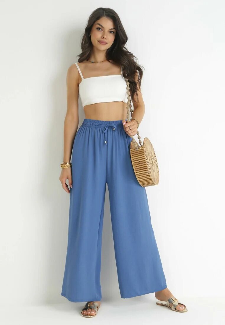 j&x Pantaloni Larghi Albaștri cu elastic în talie Koia