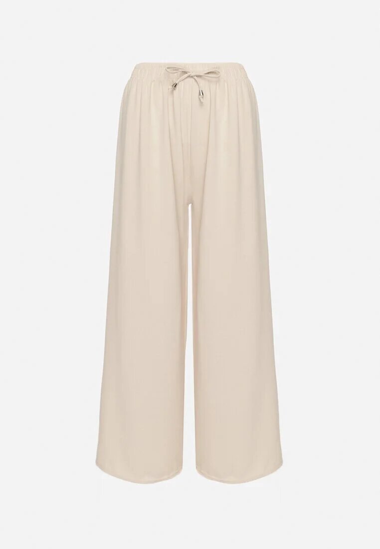 j&x Pantaloni largi bej deschis din bumbac decorați cu legătură Rosadira