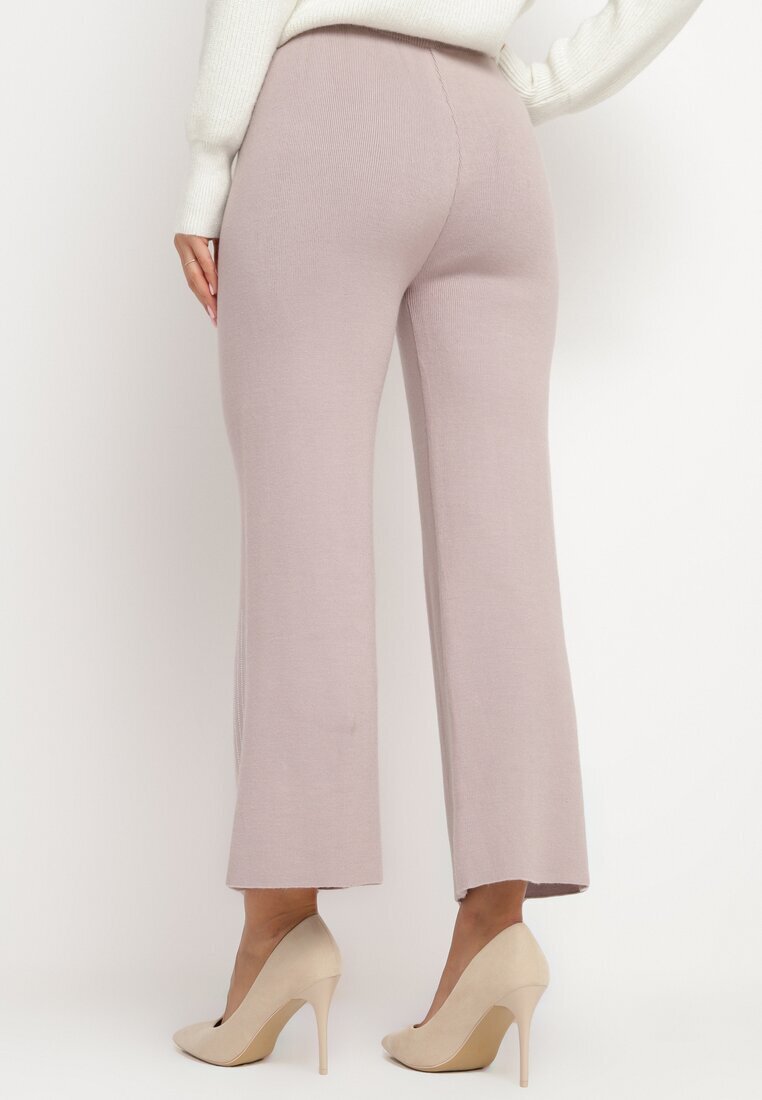 j&x Pantaloni largi mov deschis cu talie înaltă și bandă elastică în talie decorate cu strasuri Saviane