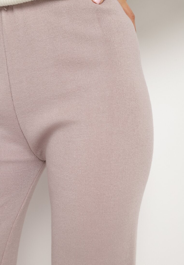 j&x Pantaloni largi mov deschis cu talie înaltă și bandă elastică în talie decorate cu strasuri Saviane