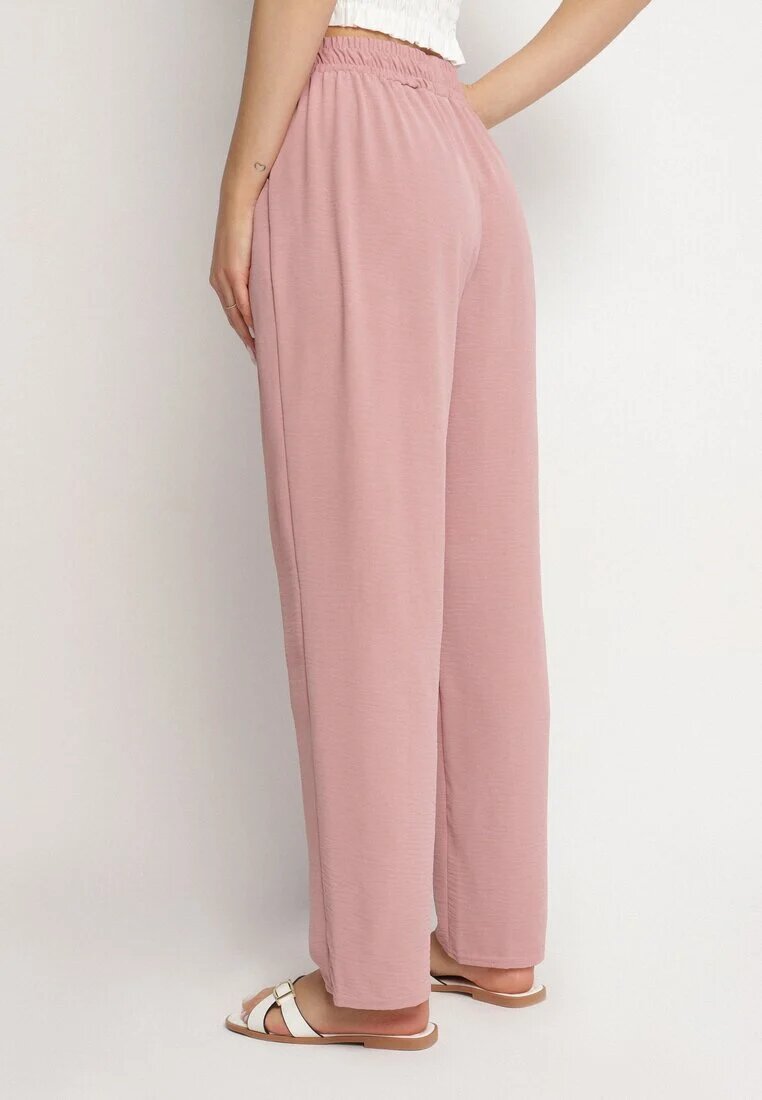 j&x Pantaloni Largi Roz din Bumbac și Talie Înaltă Neorenna