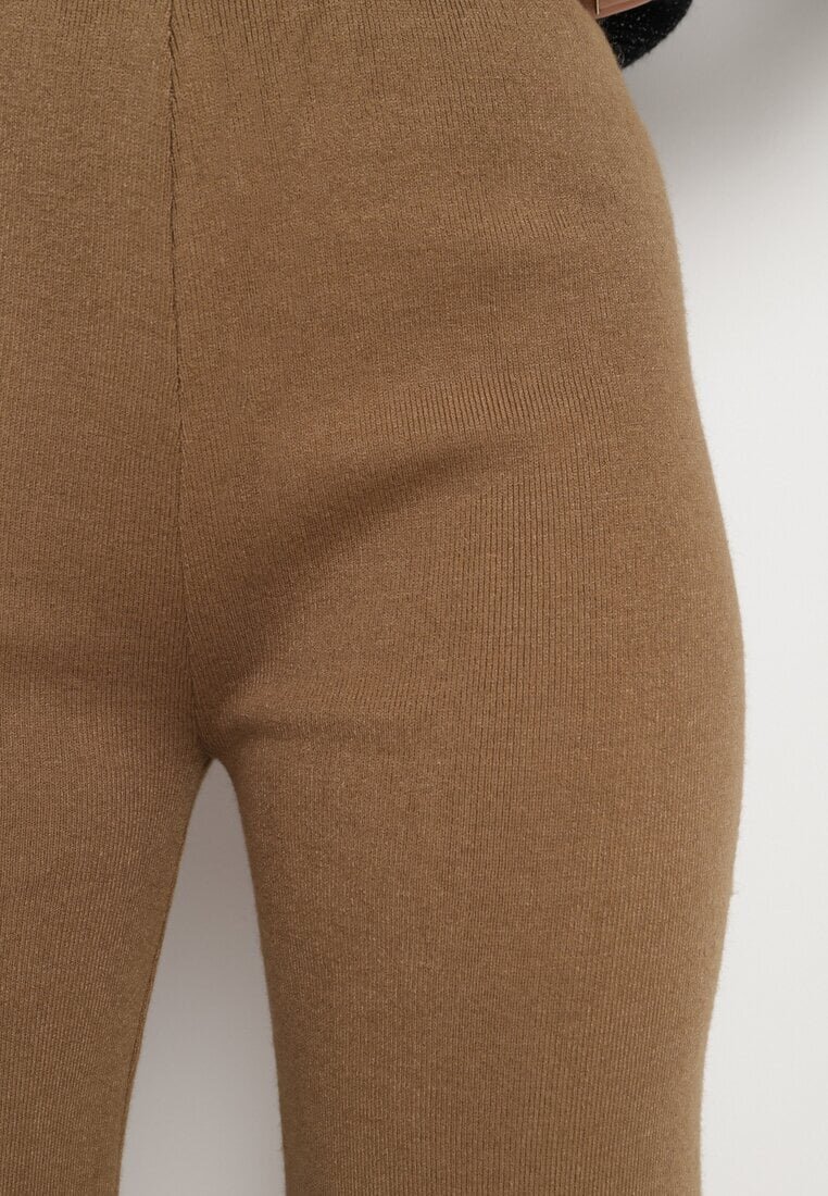 j&x Pantaloni Maro deschis Largi cu talie înaltă și elastic în talie decorați cu Zirconii Saviane
