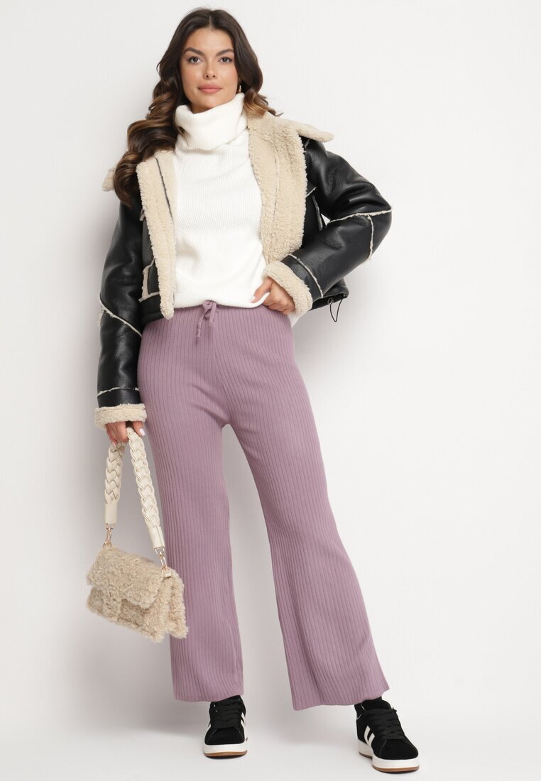 j&x Pantaloni Mov cu craci largi striați Romese