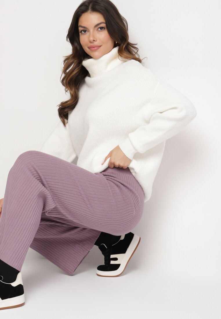 j&x Pantaloni Mov cu craci largi striați Romese