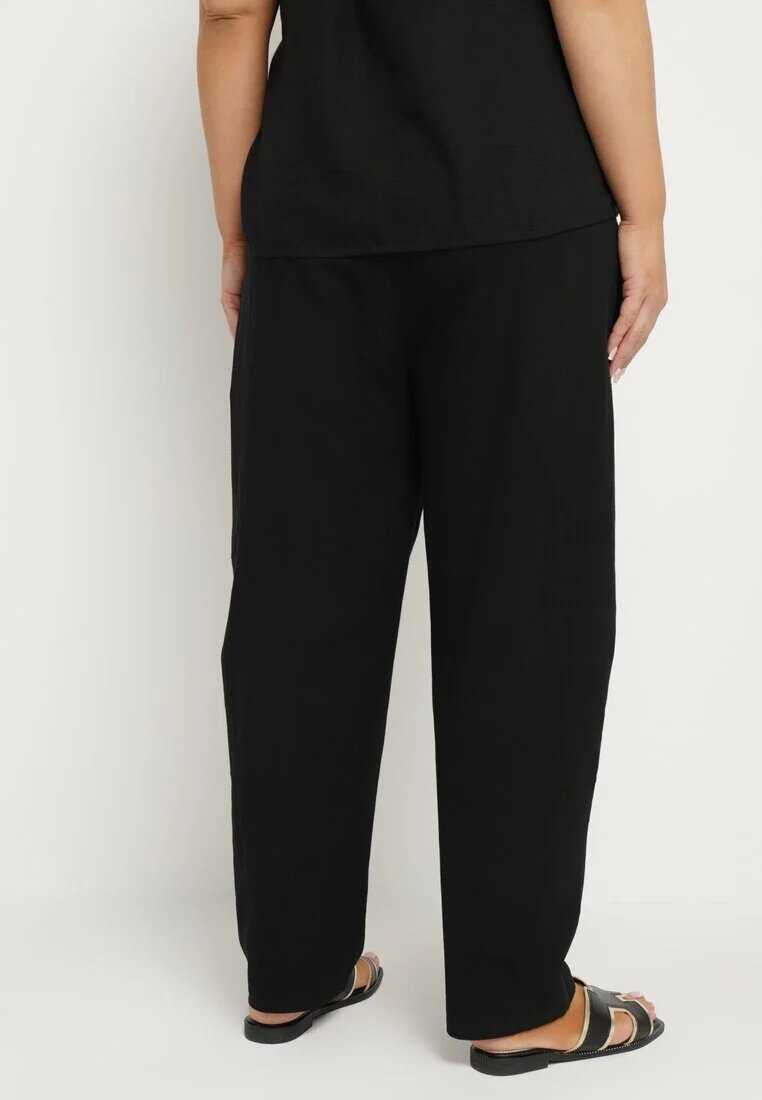 j&x Pantaloni Negri Clasici din bumbac cu elastic în talie Olozi