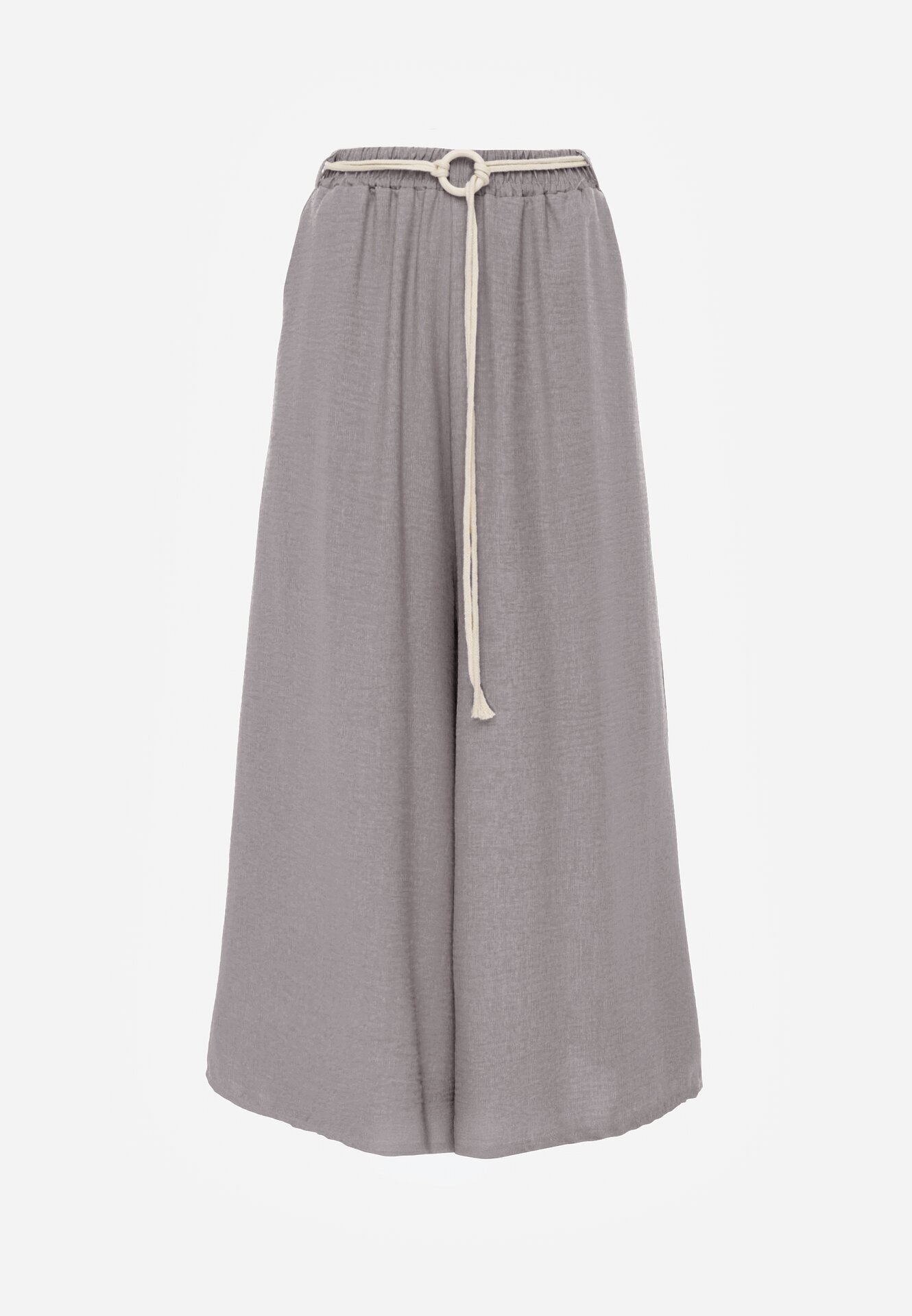 j&x Pantaloni palazzo largi din vâscoză cu talie înaltă și șnur Calamia Gri