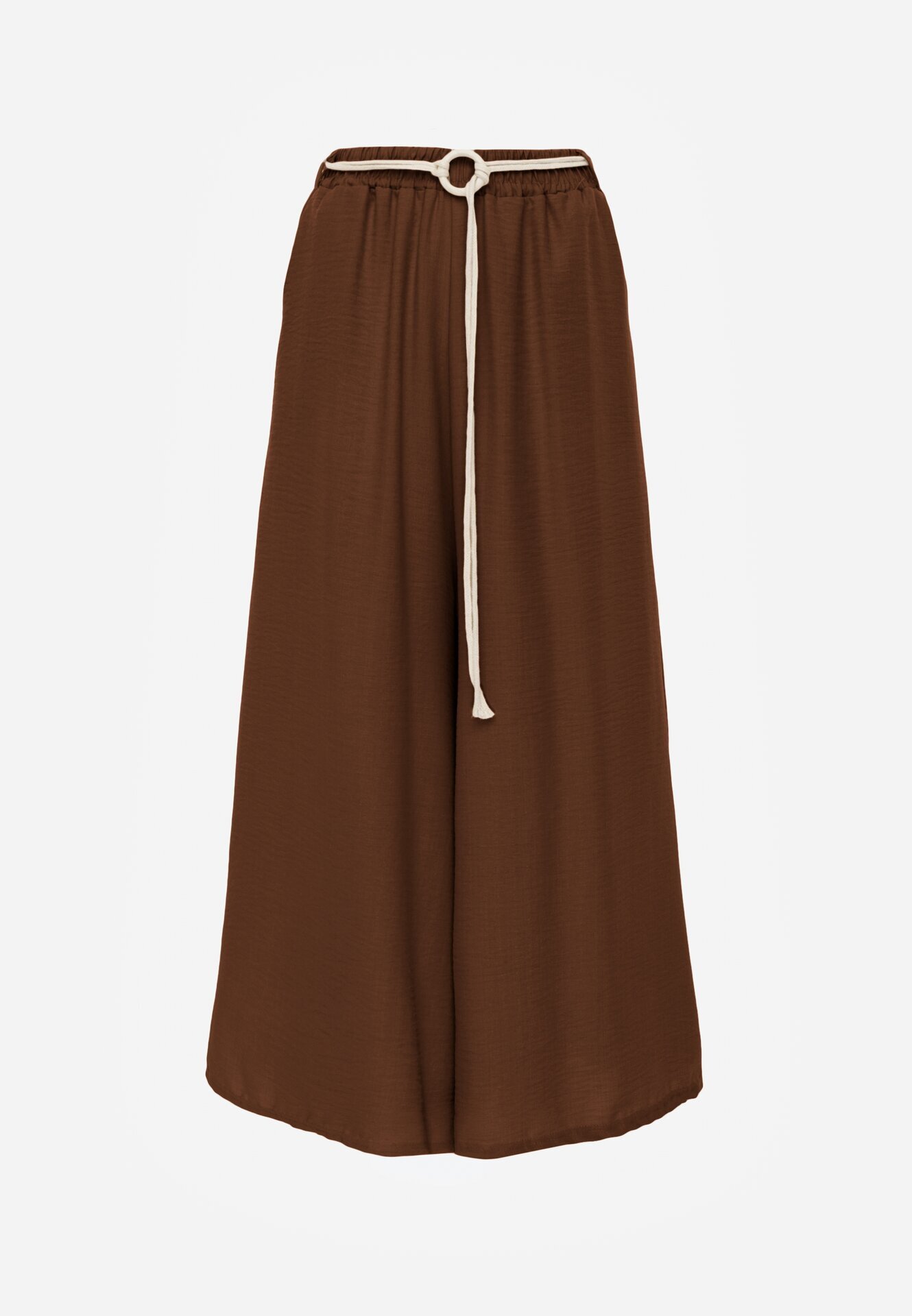j&x Pantaloni palazzo largi din vâscoză cu talie înaltă și șnur Calamia Maro