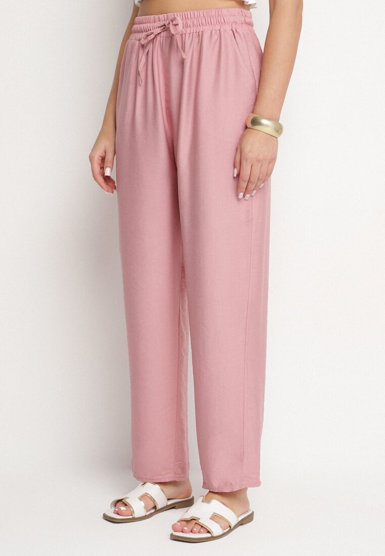 j&x Pantaloni roz din Bumbac și Legătură Maiovelle