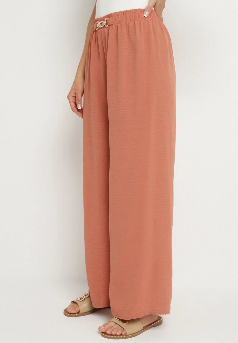j&x Pantaloni Roz Largi cu Elastic în Talie Sliverta