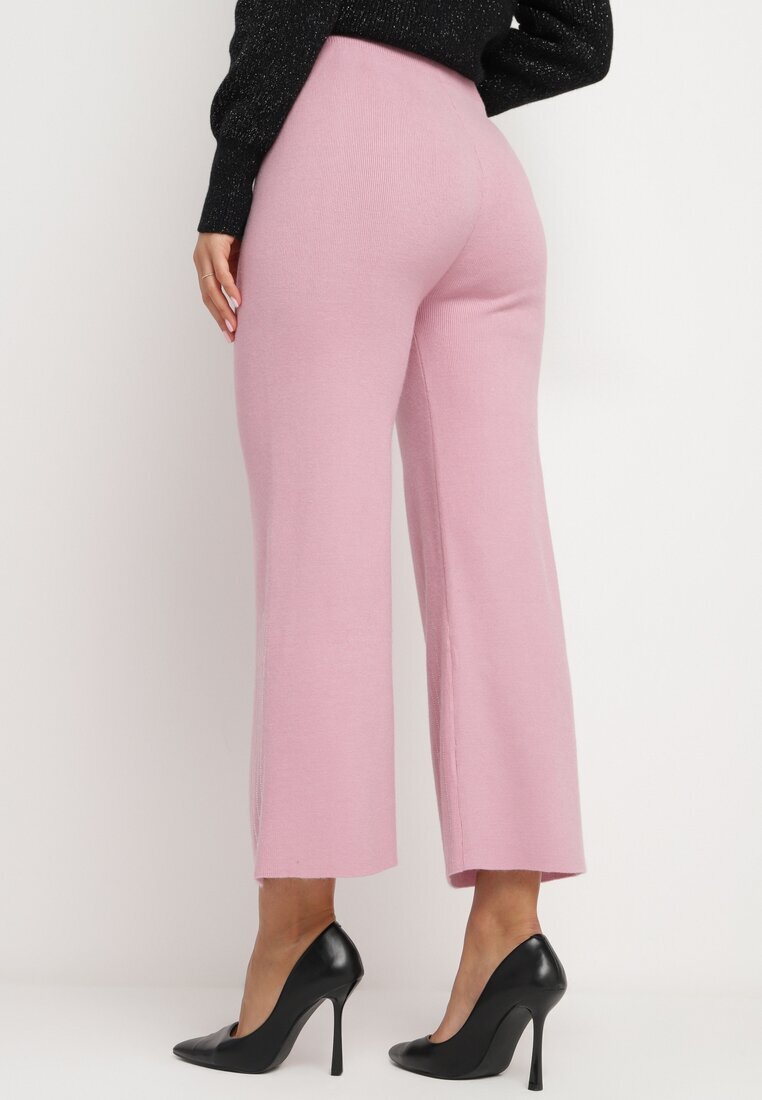 j&x Pantaloni Roz Largi cu talie înaltă și elastic în talie Decorați cu Zirconii Saviane