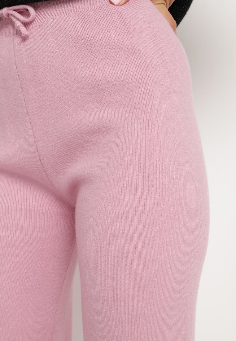 j&x Pantaloni Roz Largi cu talie înaltă și elastic în talie Decorați cu Zirconii Saviane