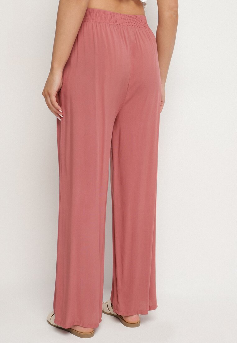 j&x Pantaloni Roz Viscoză Largi Cu Talie Înaltă Nairolla