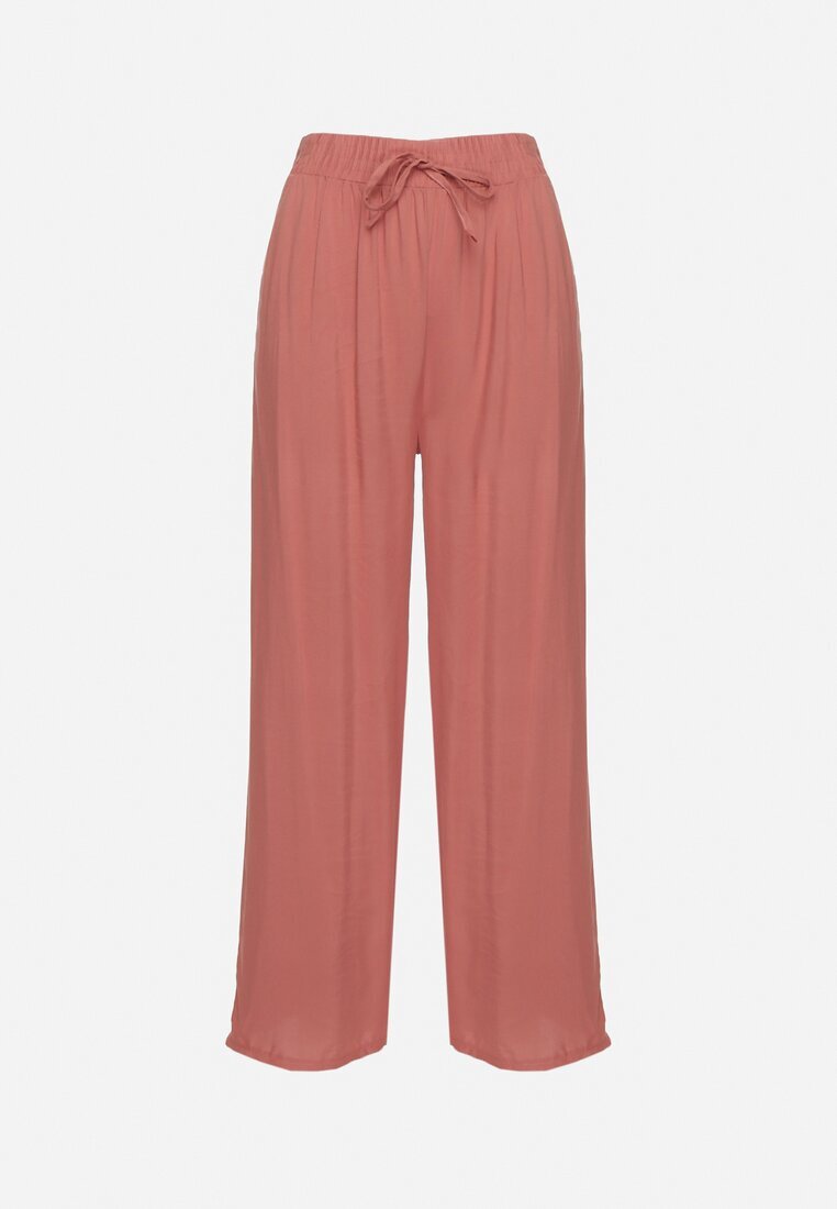 j&x Pantaloni Roz Viscoză Largi Cu Talie Înaltă Nairolla