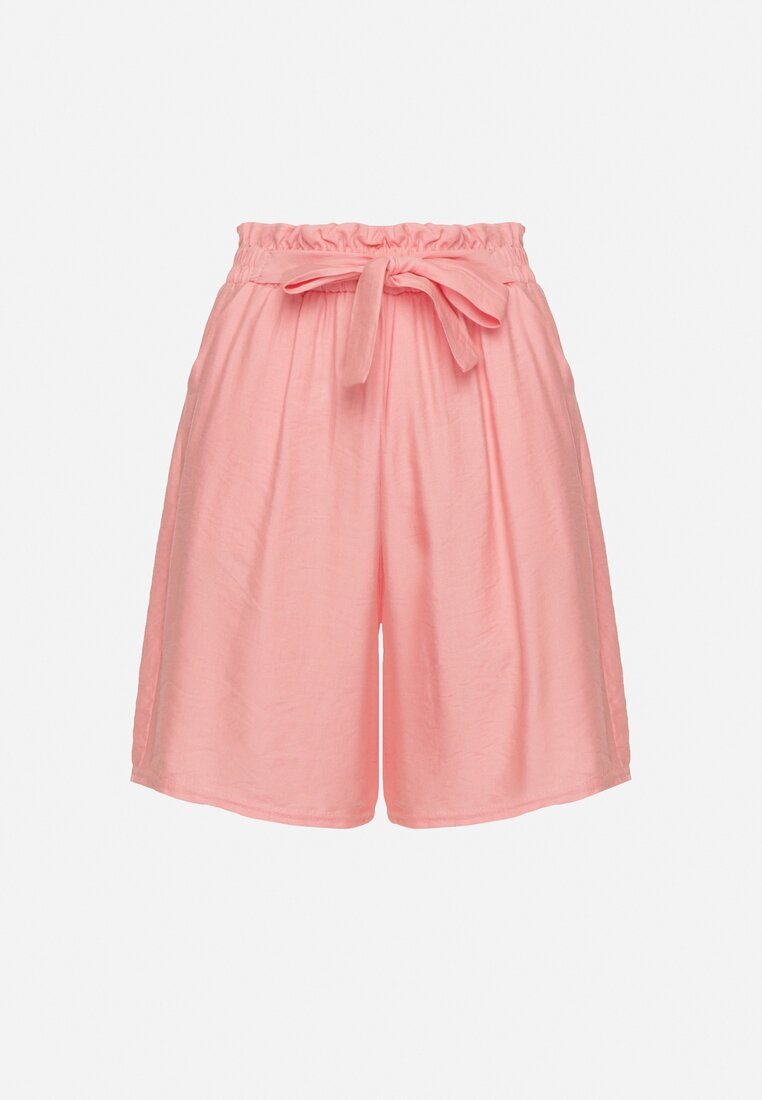 j&x Pantaloni scurți din viscoză roz cu talie înaltă și curea Lumovelle