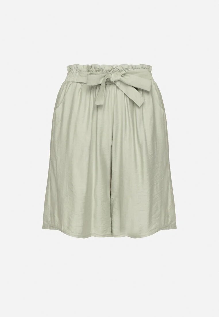 j&x Pantaloni scurți din viscoză verzi cu talie înaltă și curea Lumovelle
