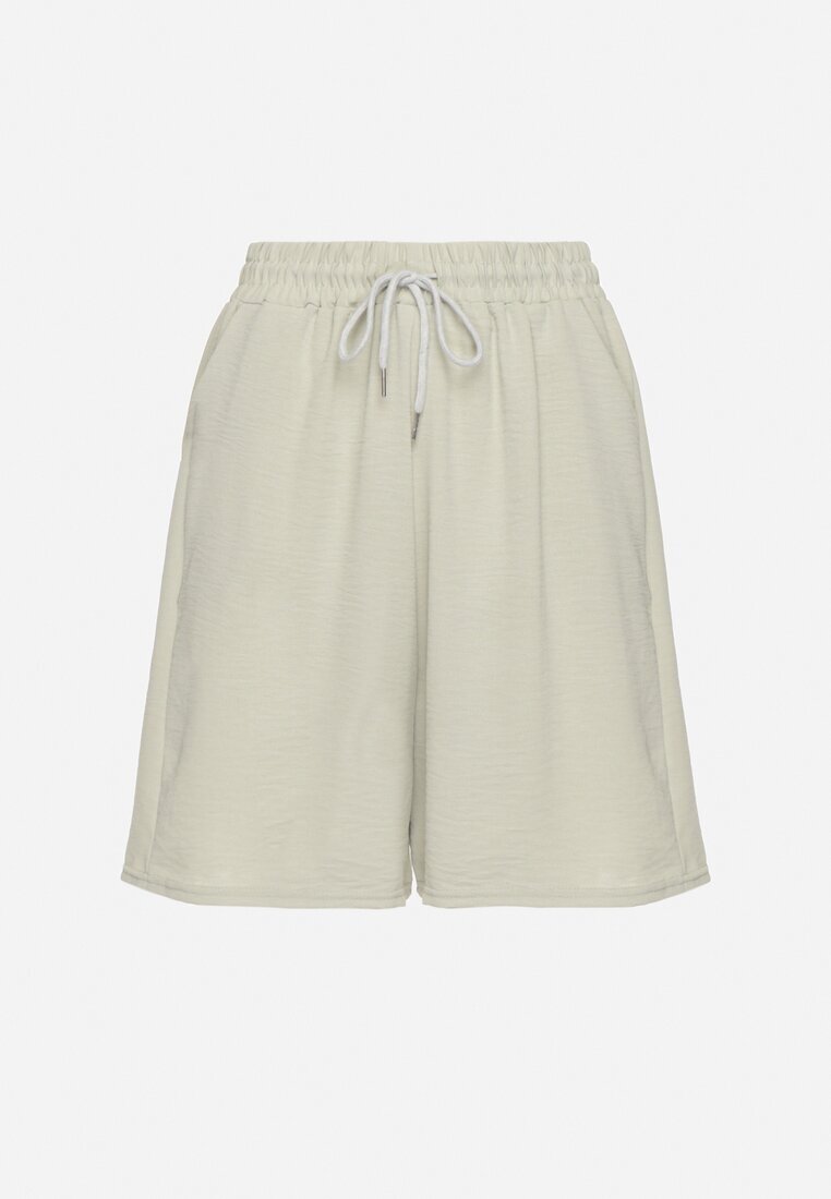 j&x Pantaloni scurți verde deschis din bumbac cu talie înaltă și cu șnur Talonessa