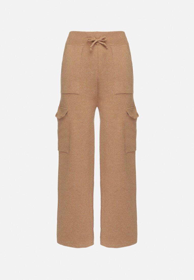 j&x Pantaloni Tricotați Bej închis Croi larg Cu elastic în talie și buzunare Emarissea