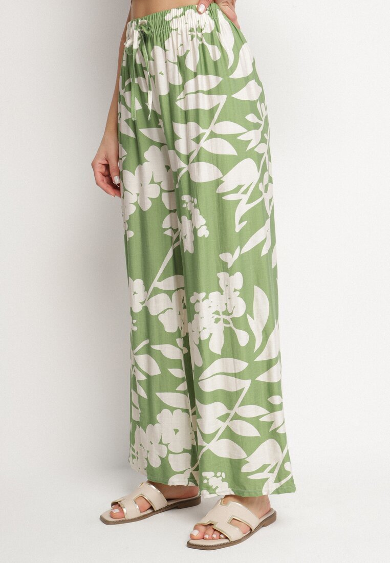 j&x Pantaloni Verde închis de Vâscoză cu croială largă cu talie înaltă cu imprimeu floral Neorilia