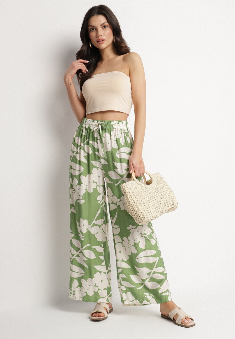 j&x Pantaloni Verde închis de Vâscoză cu croială largă cu talie înaltă cu imprimeu floral Neorilia