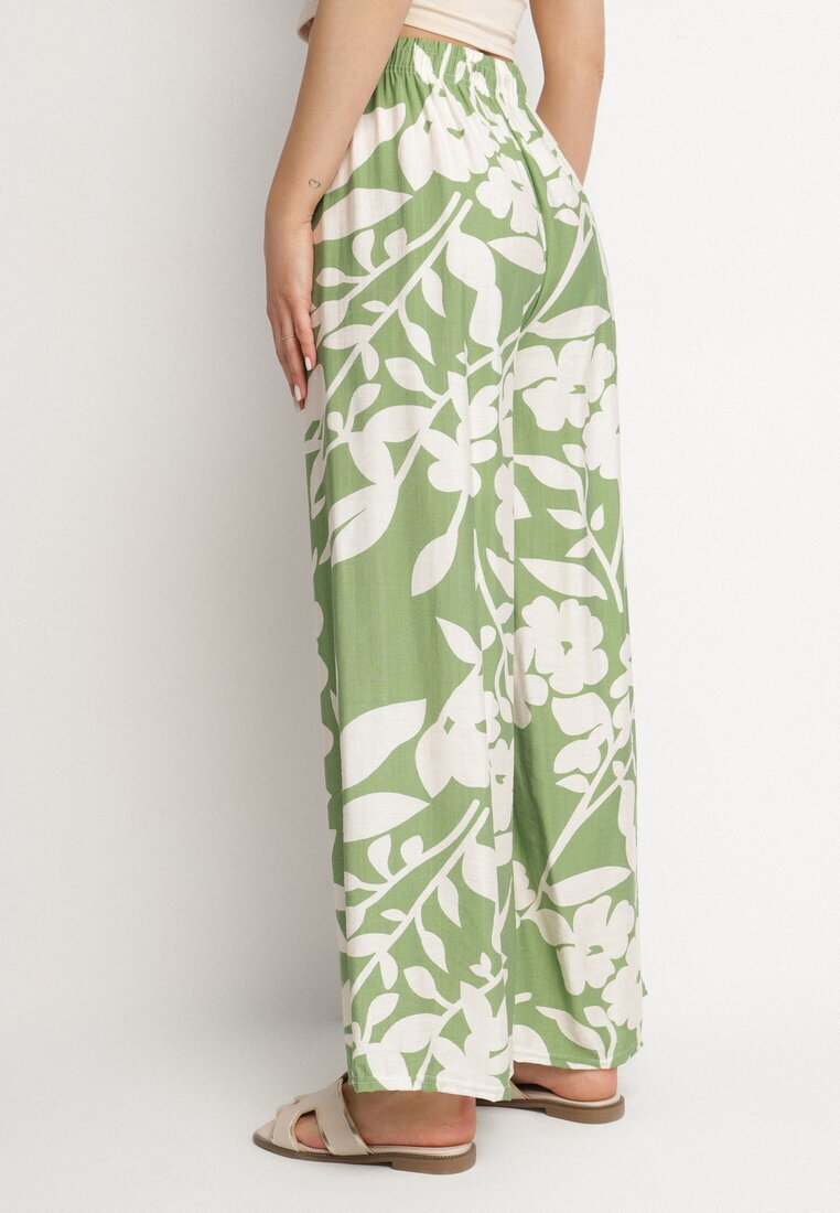 j&x Pantaloni Verde închis de Vâscoză cu croială largă cu talie înaltă cu imprimeu floral Neorilia