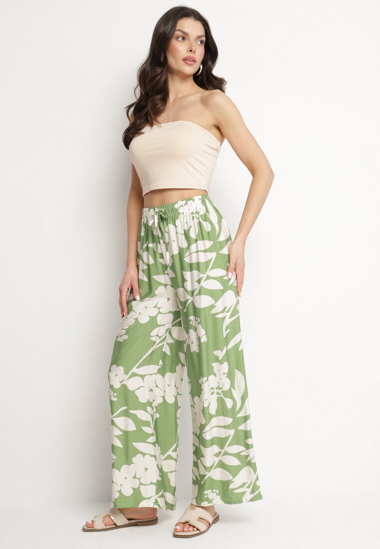 j&x Pantaloni Verde închis de Vâscoză cu croială largă cu talie înaltă cu imprimeu floral Neorilia