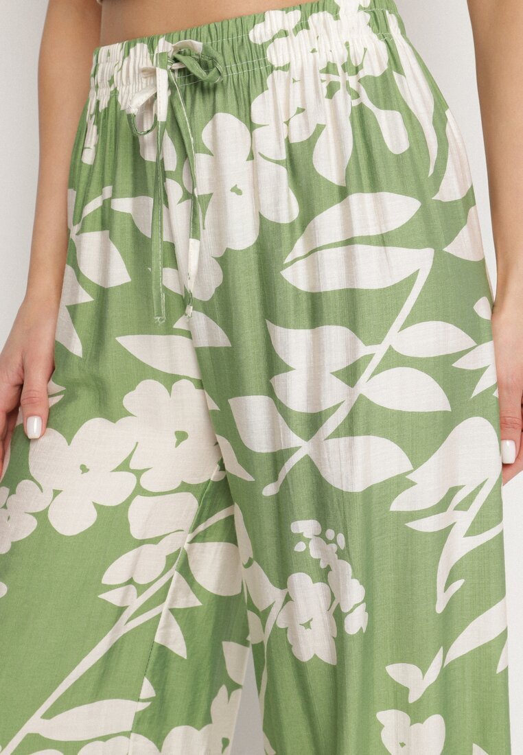 j&x Pantaloni Verde închis de Vâscoză cu croială largă cu talie înaltă cu imprimeu floral Neorilia