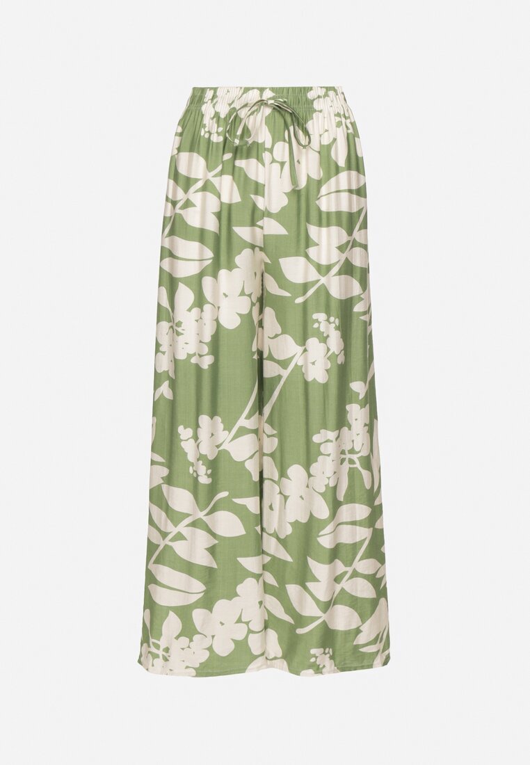 j&x Pantaloni Verde închis de Vâscoză cu croială largă cu talie înaltă cu imprimeu floral Neorilia