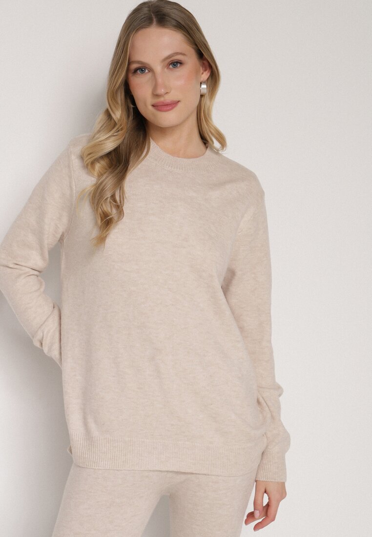 j&x Pulover Bej Casual cu Lână și Bumbac Nedalla