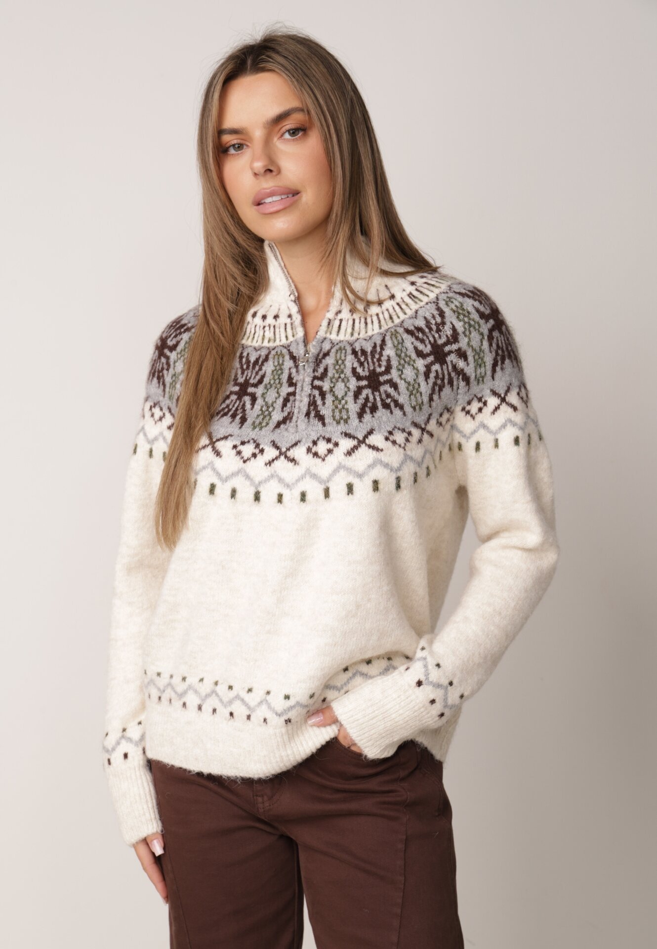 j&x Pulover Bej deschis
