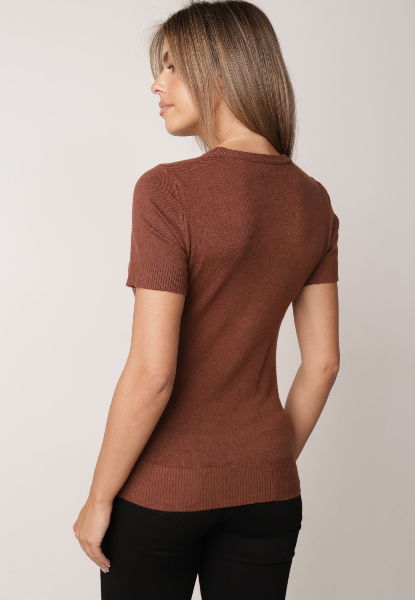 j&x Pulover Bluză din vâscoză cu mânecă scurtă și model cu inimi Nasea Maro
