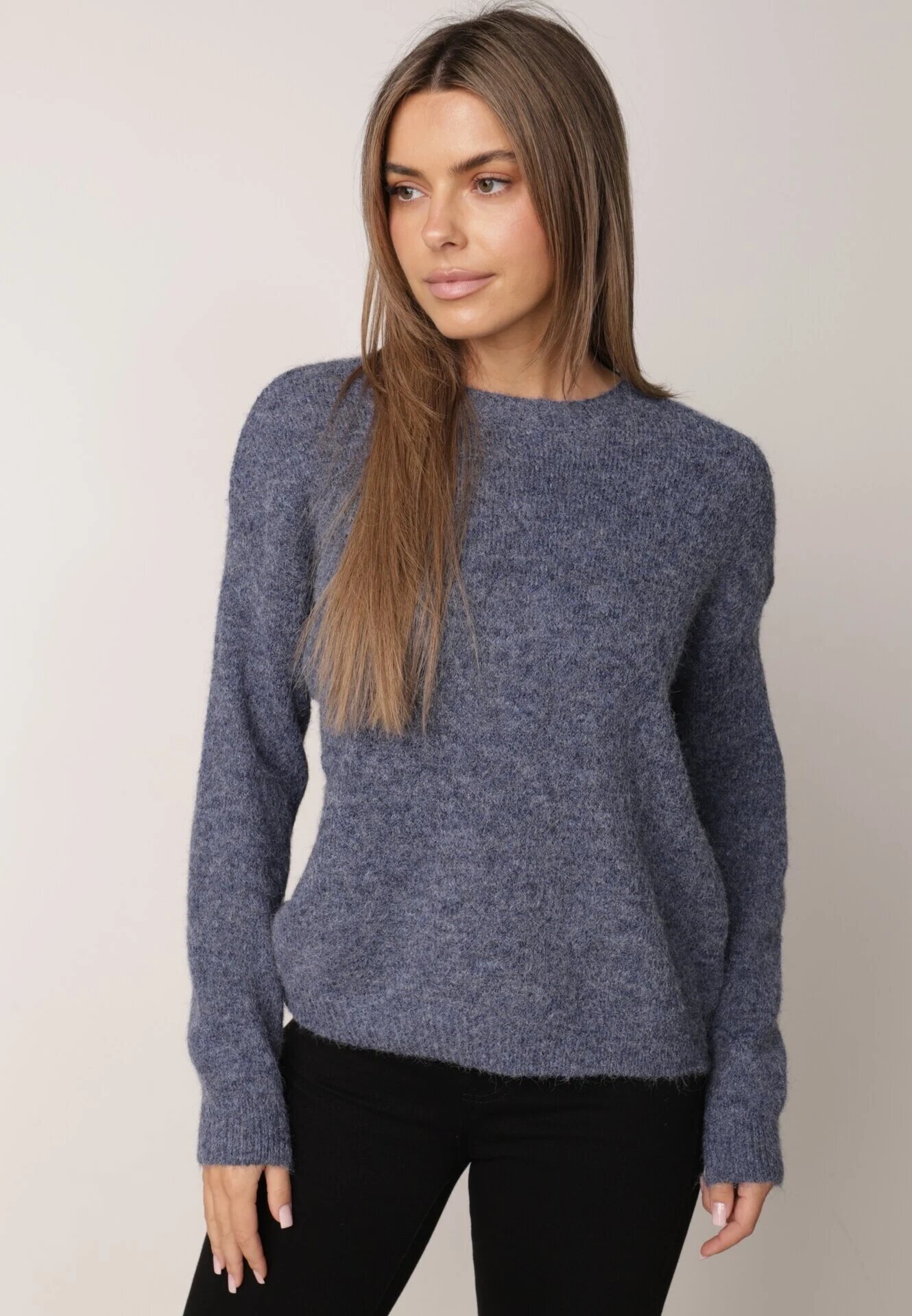 j&x Pulover Clasic Casual din lână Banfa Bleumarin