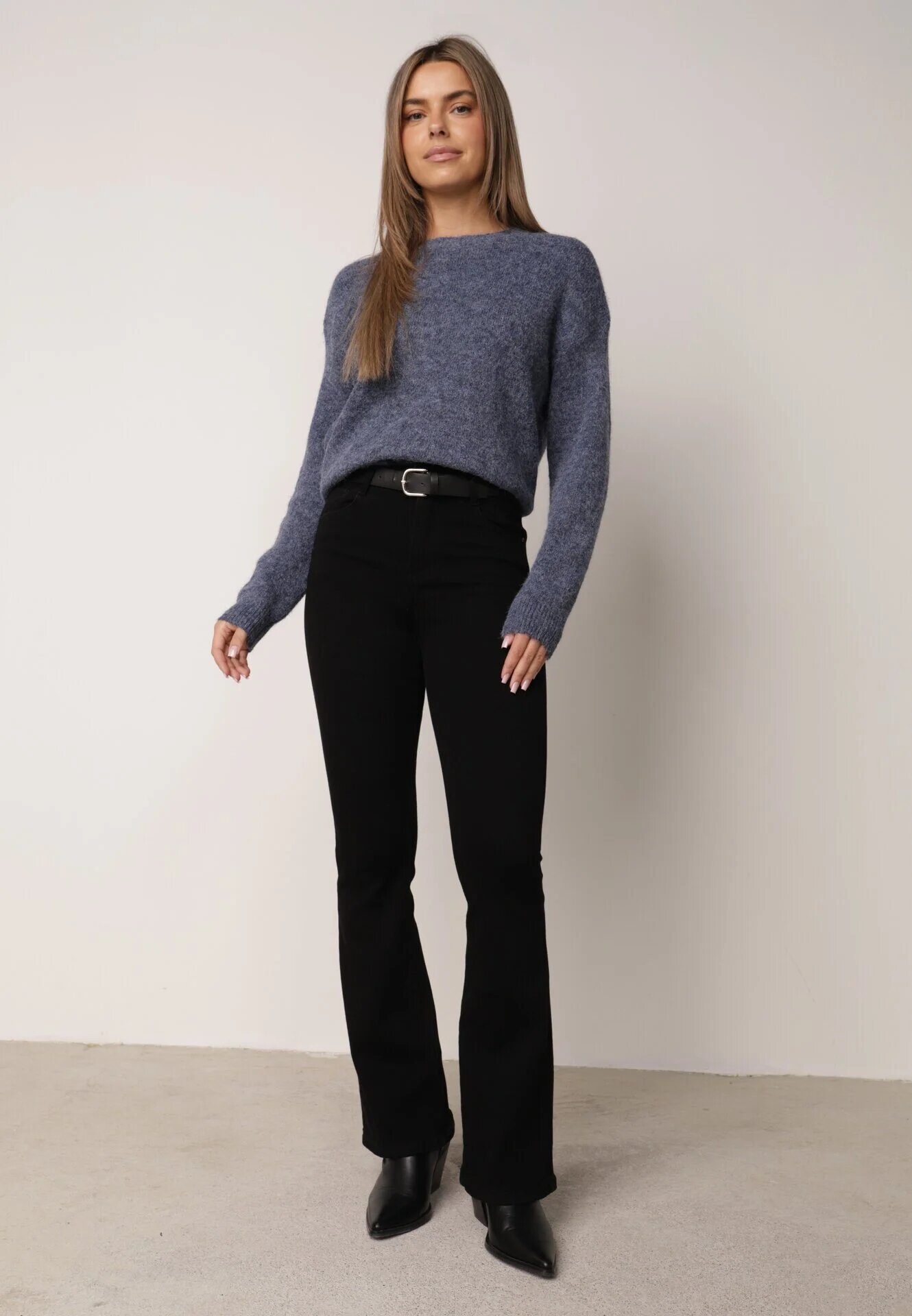 j&x Pulover Clasic Casual din lână Banfa Bleumarin