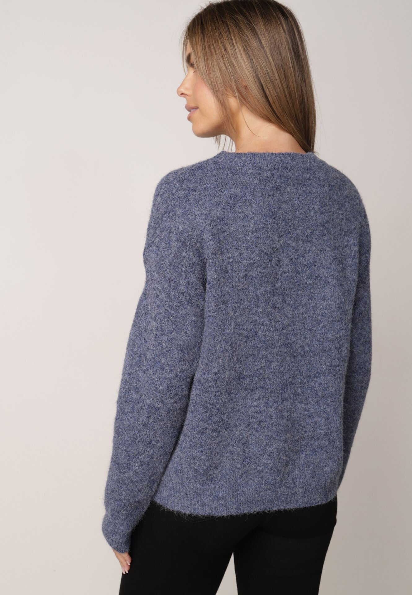 j&x Pulover Clasic Casual din lână Banfa Bleumarin