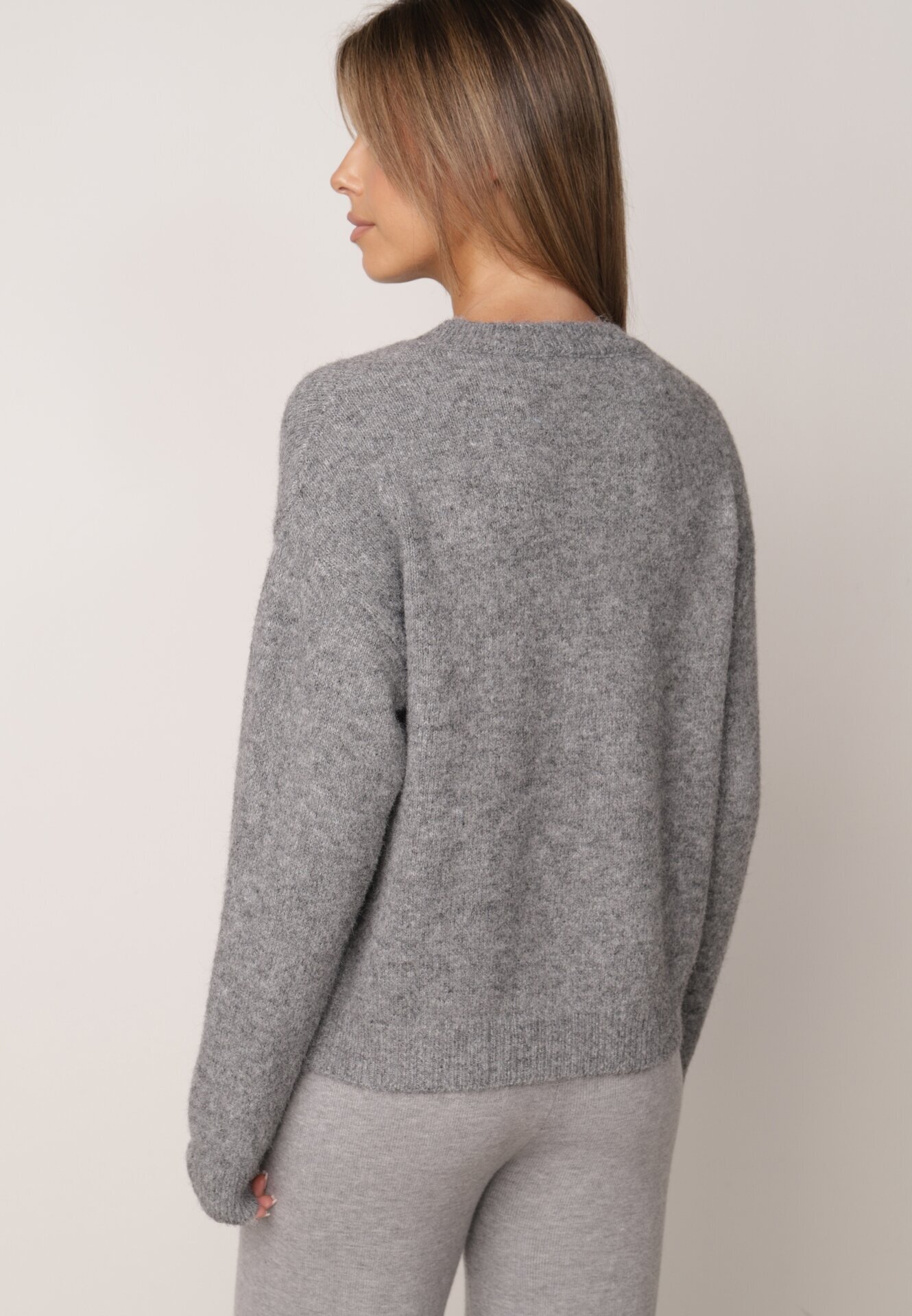 j&x Pulover Clasic Casual din lână Banfa Gri